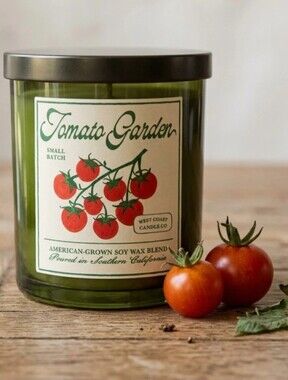 New Leoben Co Tomato Garden Soy Wax Candle, 9 Oz Cottagecore 1 Wick Green Jar